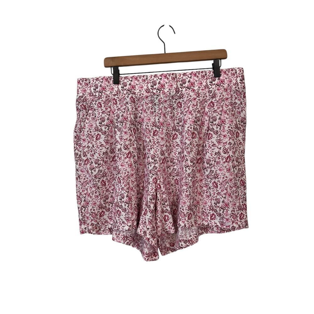 Torrid Pink Floral Elastic Waist Pull on Challis Short Womens Size 2X